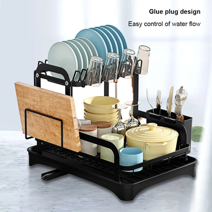 Multi-Tier Dish Drying Rack With Drainage System