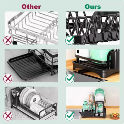 Multi-Tier Dish Drying Rack With Drainage System