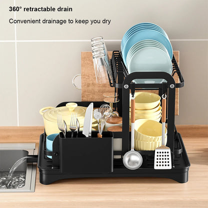 Multi-Tier Dish Drying Rack With Drainage System
