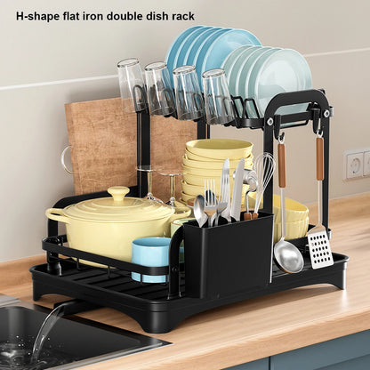 Multi-Tier Dish Drying Rack With Drainage System