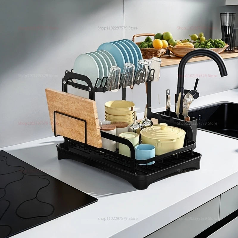 Multi-Tier Dish Drying Rack With Drainage System