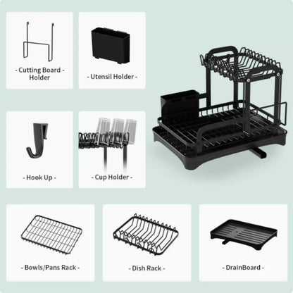 Multi-Tier Dish Drying Rack With Drainage System